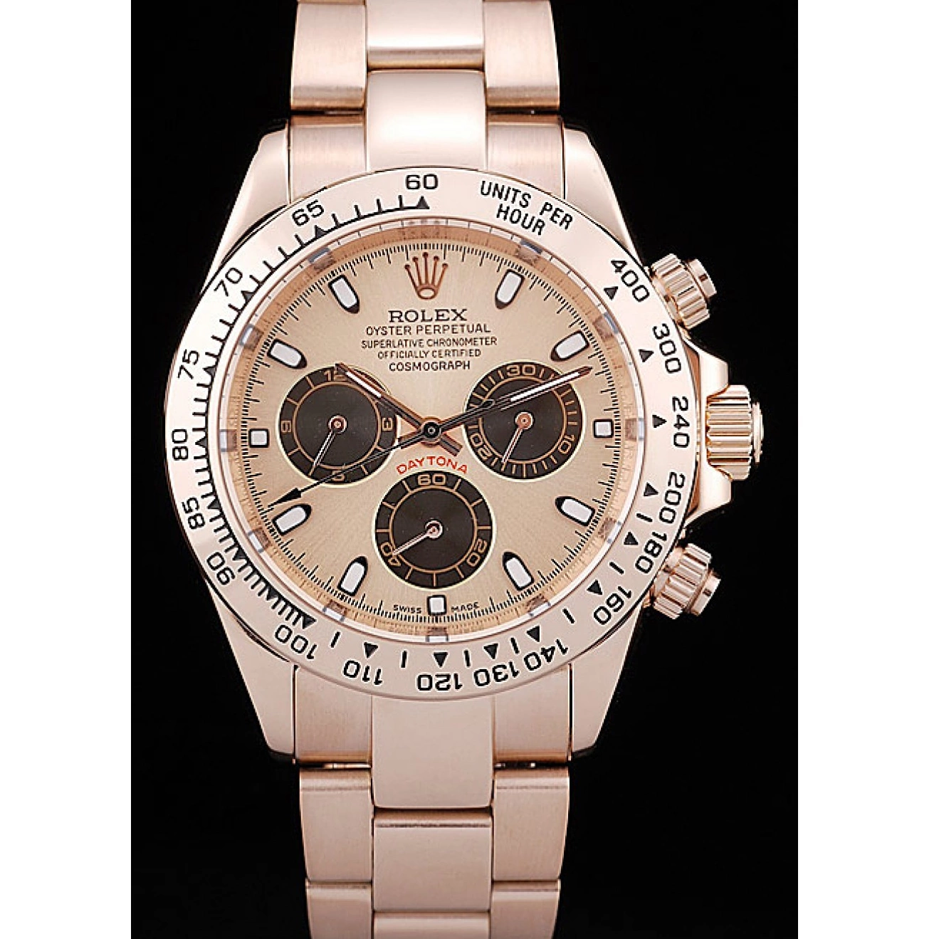 Daytona Steel Rose Stainless Bezel Plated Rose Dial Gold Gold Rolex 0531